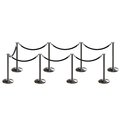 Montour Line Stanchion Post and Rope Kit Sat.Steel, 8 Flat Top 7 Black Rope C-Kit-8-SS-FL-7-PVR-BK-PS